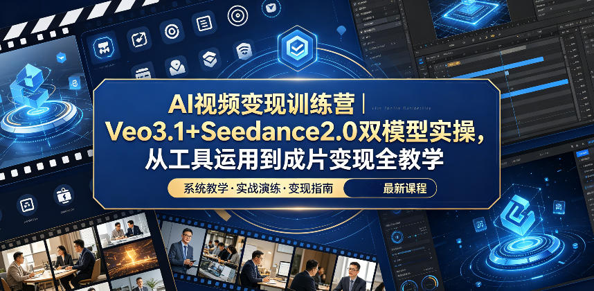 AI视频变现训练营|Veo3.1+Seedance2.0双模型实操,从工具运用到成片变现全教学-52项目站