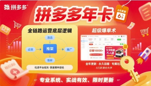 拼多多年卡，拼多多全链路运营底层逻辑，超级爆单术【更新26年3月29日】-52项目站