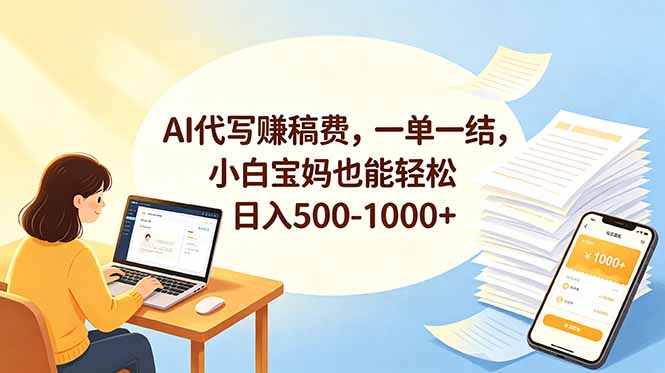 AI代写赚稿费,一单一结,小白宝妈也能轻松日入500-1000+-52项目站