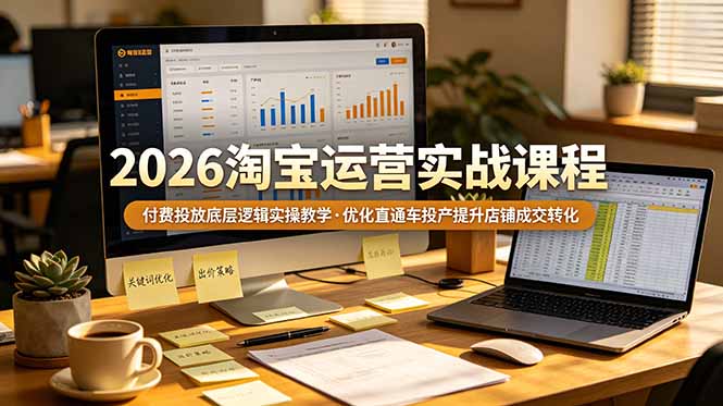 2026 淘宝运营实战课程，付费投放底层逻辑实操教学，优化直通车投产提升店铺成交转化-52项目站