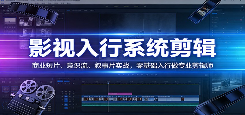 影视系统剪辑，商业短片、意识流、叙事片实战，零基础入行做专业剪辑师-52项目站