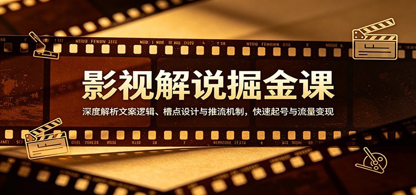 影视解说掘金课：深度解析文案逻辑、槽点设计与推流机制，快速起号与流量变现-52项目站