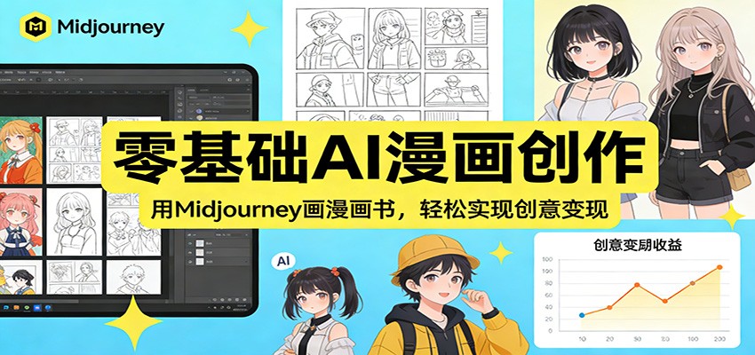 零基础AI漫画创作：用Midjourney画漫画书，轻松实现创意变现-52项目站