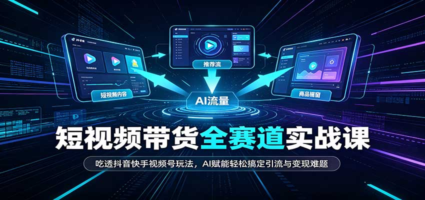 短视频带货全赛道：吃透抖音快手视频号玩法，AI赋能轻松搞定引流与变现难题-52项目站
