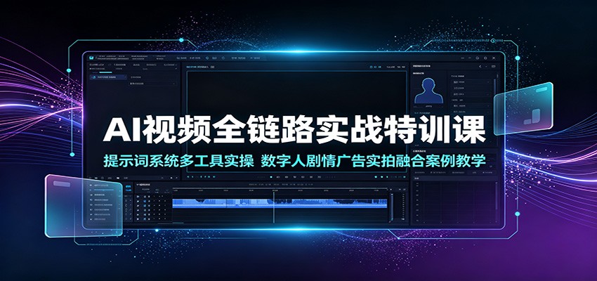 AI视频全链路实战特训课：提示词系统多工具实操，数字人剧情广告实拍融合案例教学-52项目站
