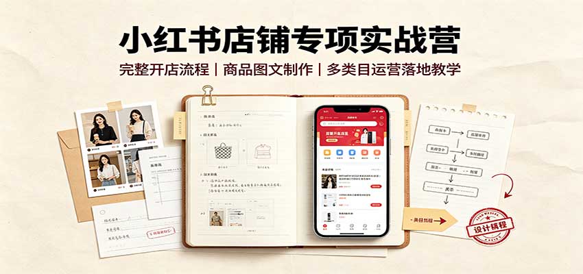 小红书店铺专项实战营：完整开店流程，商品图文制作，多类目运营落地教学-52项目站
