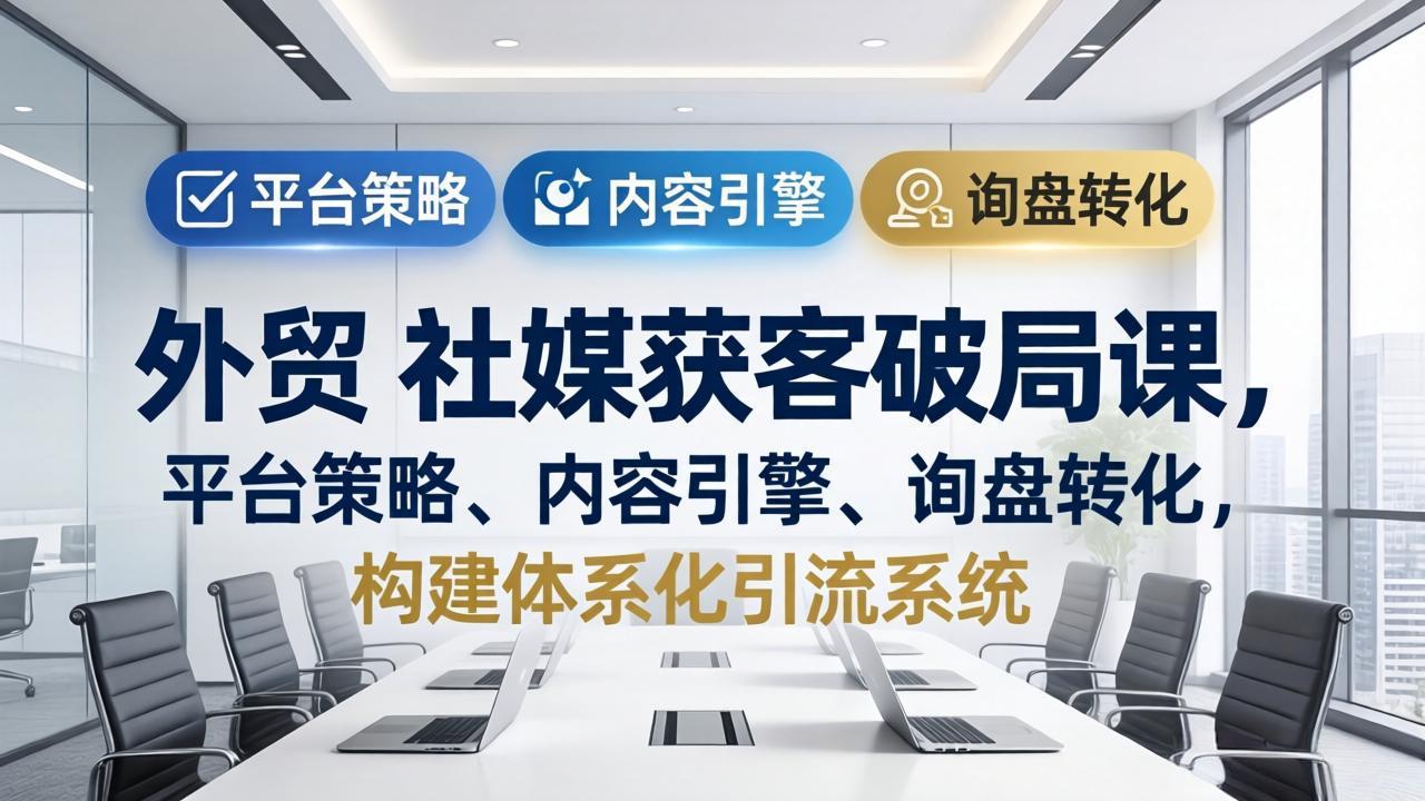 外贸 社媒获客破局课,平台策略、内容引擎、询盘转化,构建体系化引流系统(更新26年3月-52项目站