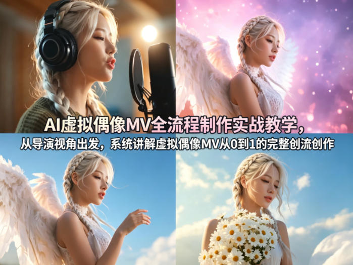 AI虚拟偶像MV全流程制作实战教学，从导演视角出发，系统讲解虚拟偶像MV从0到1的完整创作流程-52项目站