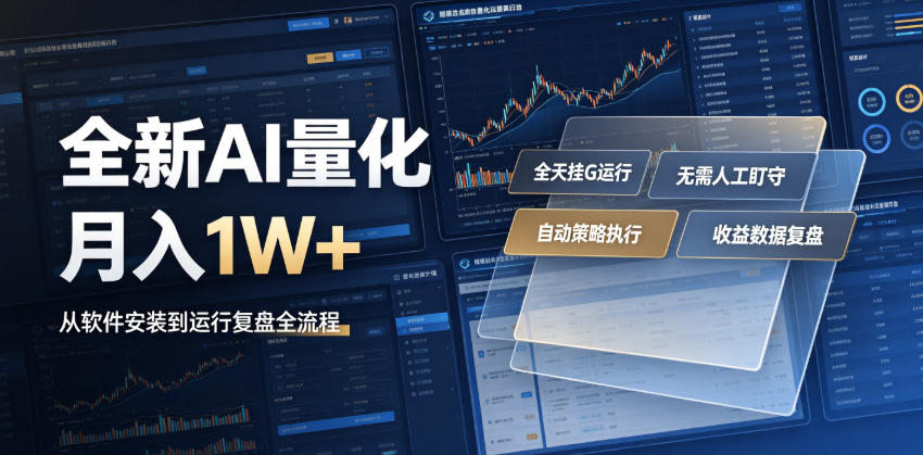 全新AI量化月入1W+，一台电脑全天挂G运行，不用盯不用操作，懒人专属副业！【揭秘】-52项目站