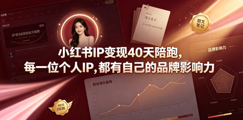 小红书IP变现40天陪跑，每一位个人IP，都有自己的品牌影响力-52项目站