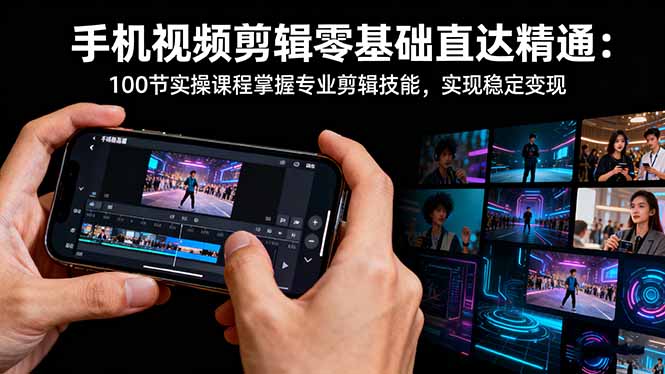 手机视频剪辑零基础直达精通：100节实操课程掌握专业剪辑技能，实现稳…-52项目站