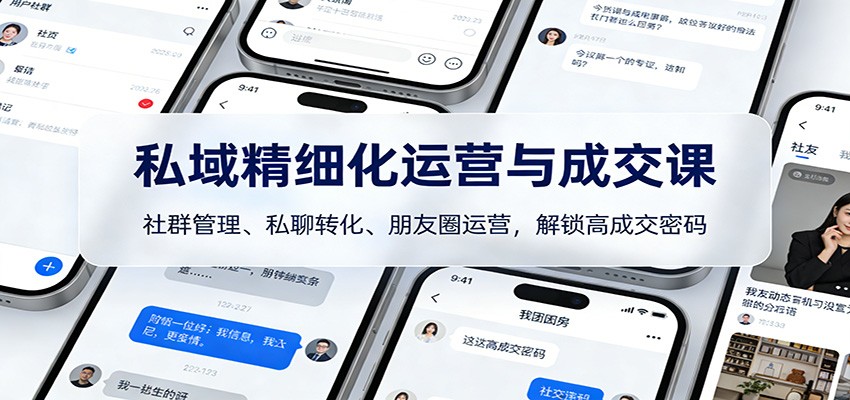 私域精细化运营与成交课：社群管理、私聊转化、朋友圈运营，解锁高成交密码-52项目站