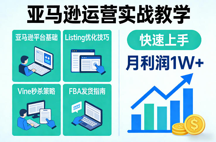 亚马逊运营实战教学，亚马逊平台+Listing优化+Vine秒杀+FBA发货等，快速上手，实现店铺月利润1W-52项目站