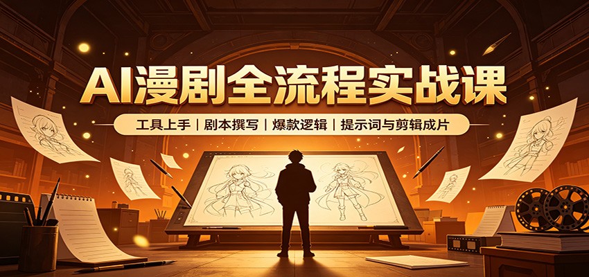 AI漫剧全流程实战课：工具上手、剧本撰写、爆款逻辑、提示词与剪辑成片-52项目站