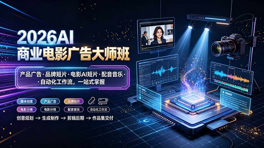 2026AI商业电影广告大师班：产品广告·品牌短片·电影AI短片·配音音乐·自动化工作流，一站式掌握-52项目站