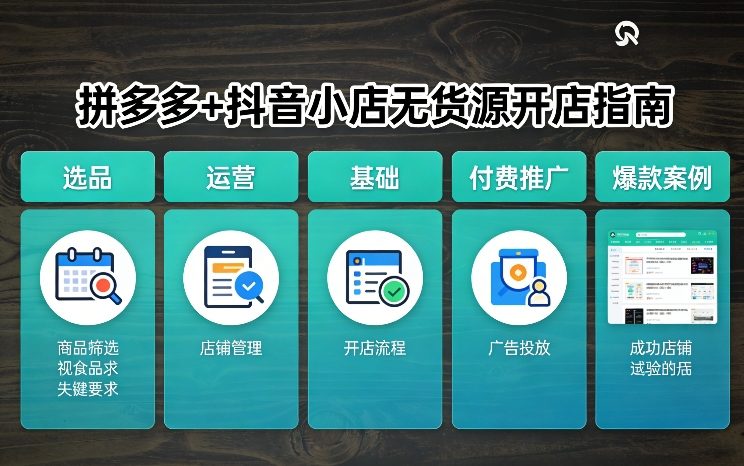 拼多多+抖音小店无货源开店，包括：选品、运营、基础、付费推广、爆款案例等(更新26年4月)-52项目站