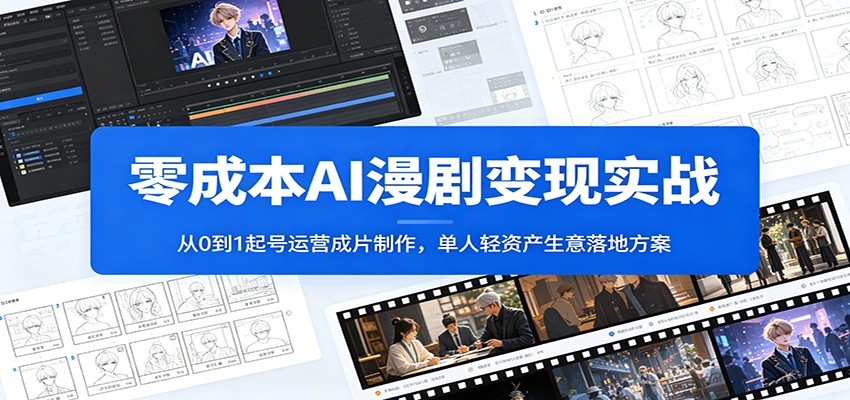 零成本AI漫剧变现实战：从0到1起号运营成片制作，单人轻资产生意落地方案-52项目站