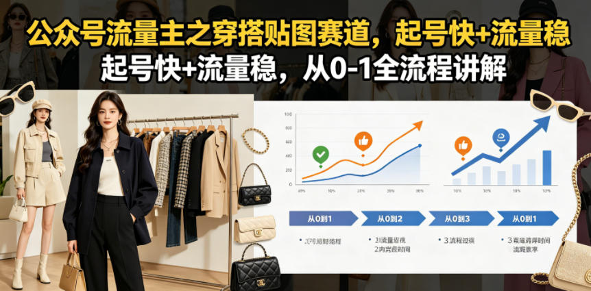 公众号流量主之穿搭贴图赛道,起号快+流量稳,从0-1全流程讲解-52项目站