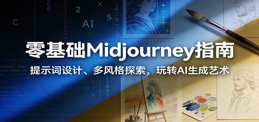 零基础Midjourney指南：提示词设计、多风格探索，玩转AI生成艺术-52项目站