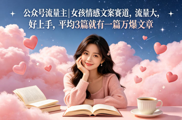 公众号流量主女孩情感文案赛道，流量大，好上手，平均3篇就有一篇万爆文章-52项目站