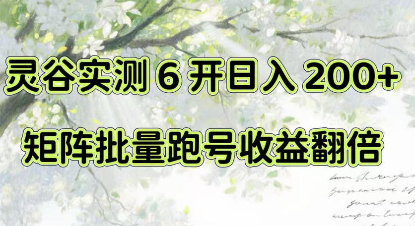 一台电脑就能做！灵谷实测6开日入200+，矩阵批量跑号收益翻倍【揭秘】-52项目站