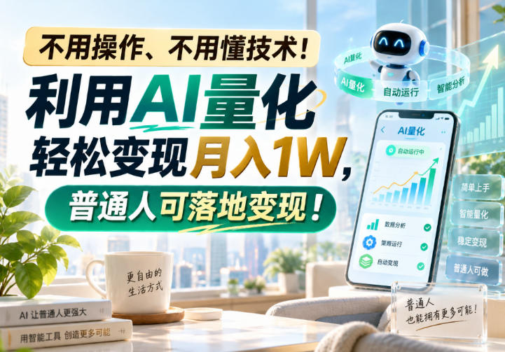 不用操作、不用懂技术!利用AI量化轻松变现月入1W,普通人可落地变现!【揭秘】-52项目站