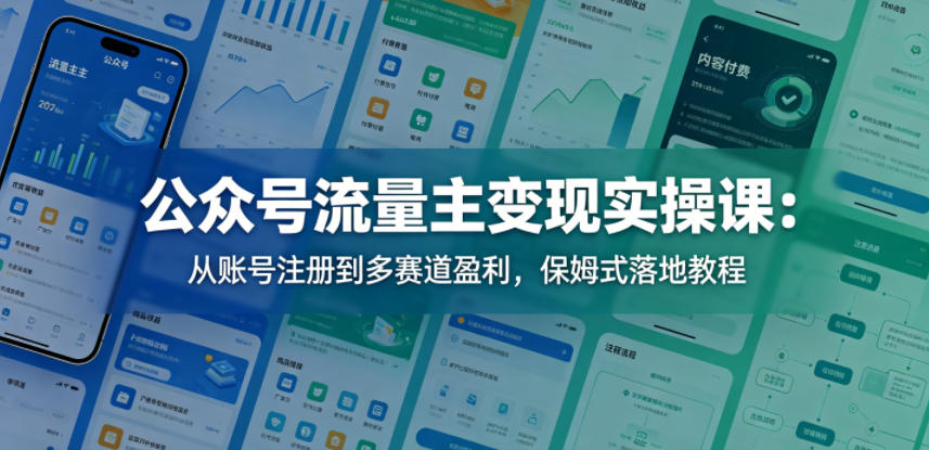 公众号流量主变现实操课：从账号注册到多赛道盈利，保姆式落地教程-52项目站