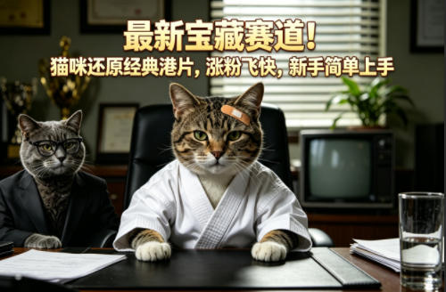 最新宝藏赛道！猫咪还原经典港片，涨粉飞快，新手简单上手-52项目站
