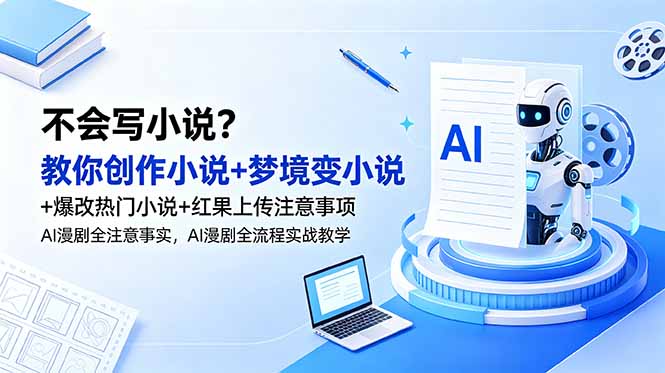 不会写小说?教你创作小说+梦境变小说+爆改热门小说+红果上传注意事项,AI漫剧全流程实战教学-52项目站