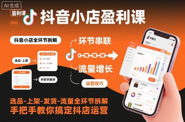 抖音小店盈利课-选品-上架-发货-流量全环节拆解,手把手教你搞定抖店运营-52项目站