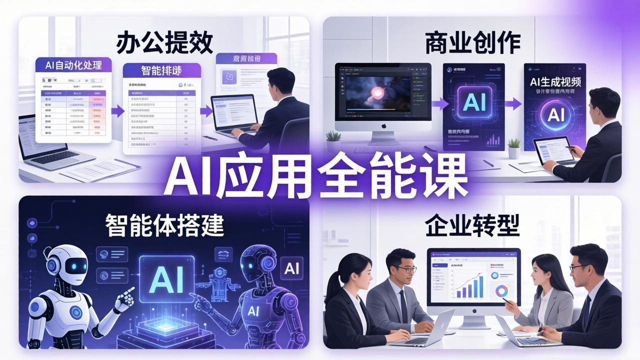 AIGC 应用全能课：办公提效、商业创作、智能体搭建、企业转型，一站式学会AI应用-52项目站