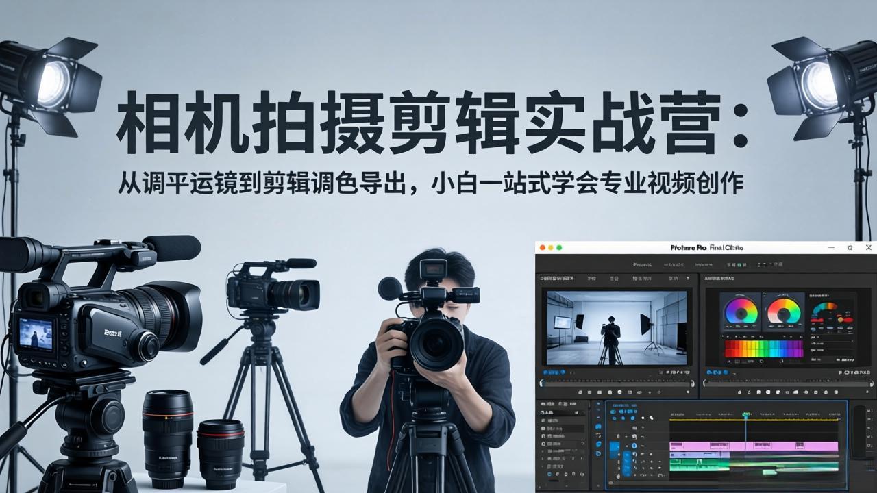 相机拍摄剪辑实战营：从调平运镜到剪辑调色导出，小白一站式学会专业视频创作-52项目站