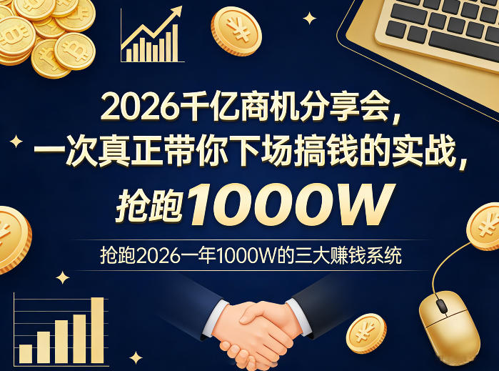 2026千亿商机分享会，一次真正带你下场搞钱的实战，抢跑2026一年1000W的三大賺钱系统-52项目站