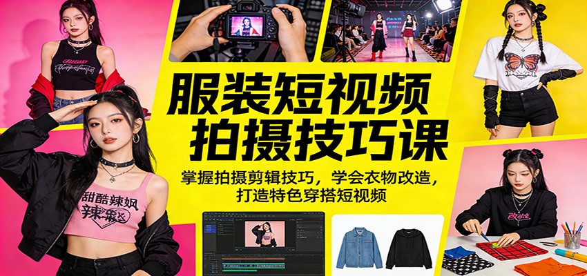 服装短视频拍摄技巧课:掌握拍摄剪辑技巧,学会衣物改造,打造特色穿搭短视频-52项目站