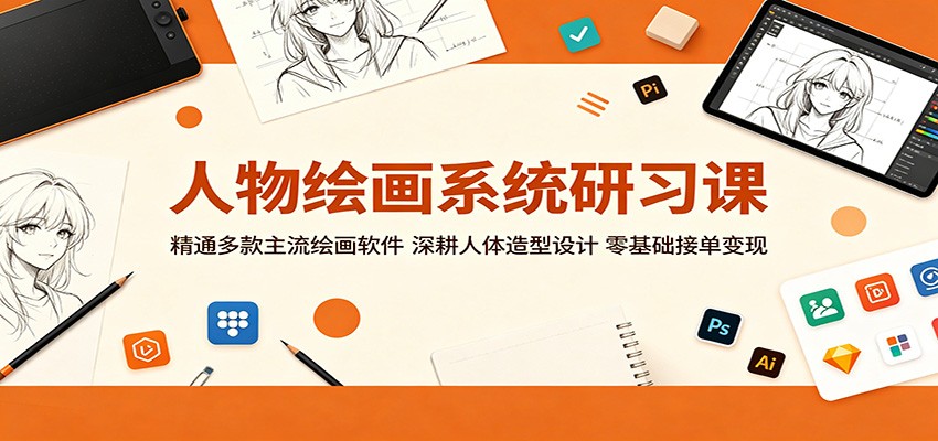 人物绘画系统研习课：精通多款主流绘画软件，深耕人体造型设计，零基础接单变现-52项目站