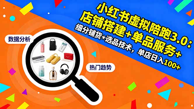 小红书虚拟陪跑3.0：店铺搭建+单品服务+细分铺货+选品技术，单店日入100+-52项目站