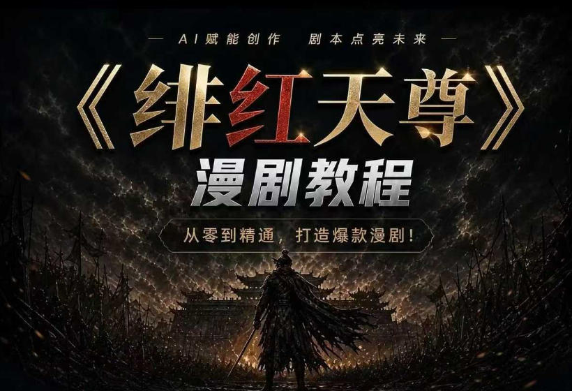 绯红天尊AI漫剧系统教程｜从零入门到精通，工具运用+剧本创作+爆款逻辑+提示词素材+镜头剪辑，全套爆款漫剧落地实战课-52项目站