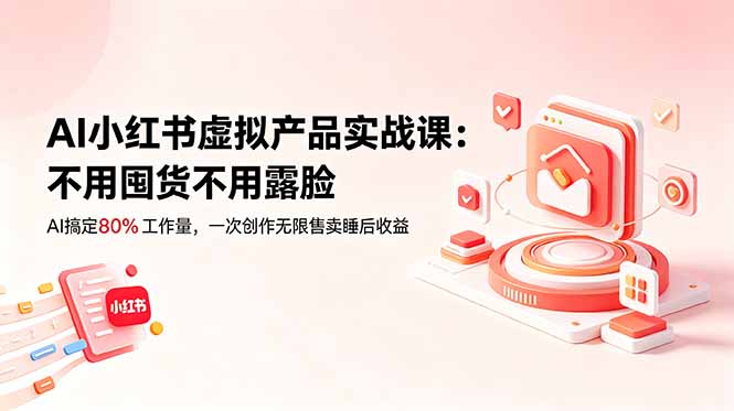 AI小红书虚拟产品实战课-更新：不用囤货不用露脸，AI搞定80%工作量，一次创作无限售卖睡后收益-52项目站
