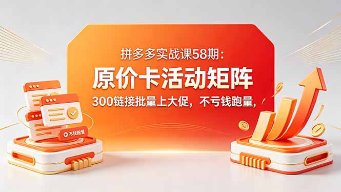 拼多多实战课58期：原价卡活动矩阵，300链接批量上大促，不亏钱跑量-52项目站