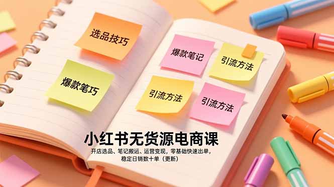 小红书无货源电商课,开店选品、笔记搬运、运营变现,零基础快速出单,稳定日销数十单(更新-52项目站