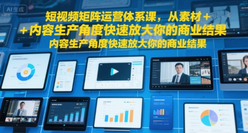 短视频矩阵运营体系课，从素材+内容生产角度快速放大你的商业结果-52项目站