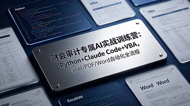 财会审计专属 AI实战训练营：Python+Claude Code+VBA，Excel/PDF/Word自动化全流程-52项目站