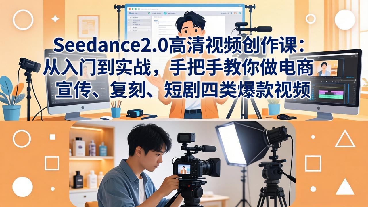 Seedance2.0高清视频创作课：从入门到实战，手把手教你做电商、宣传、复刻、短剧四类爆款视频-52项目站