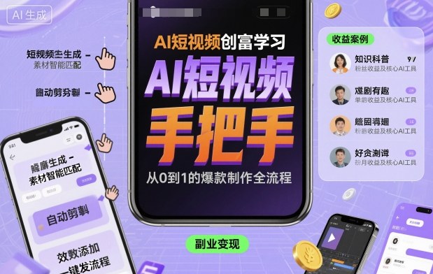 AI短视频创富学习，手把手教会你制作AI短视频-52项目站