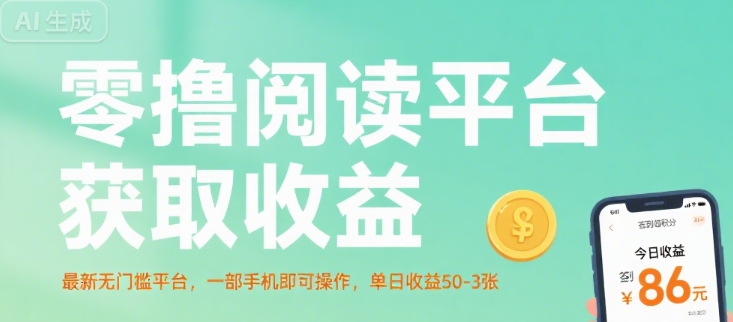 零撸阅读平台获取收益，最新无门槛平台，一部手机即可操作，单日收益50-3张【揭秘】-52项目站