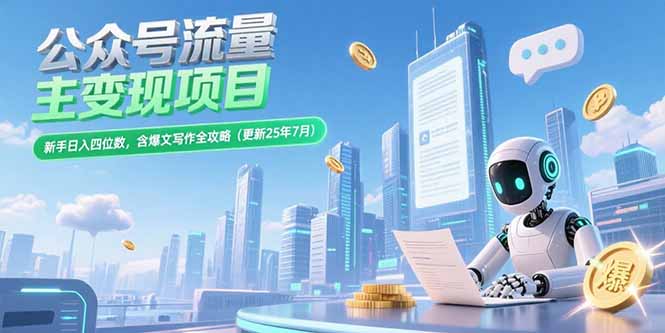 公众号流量主变现项目,新手日入四位数,含爆文写作全攻略(更新25年7月-52项目站