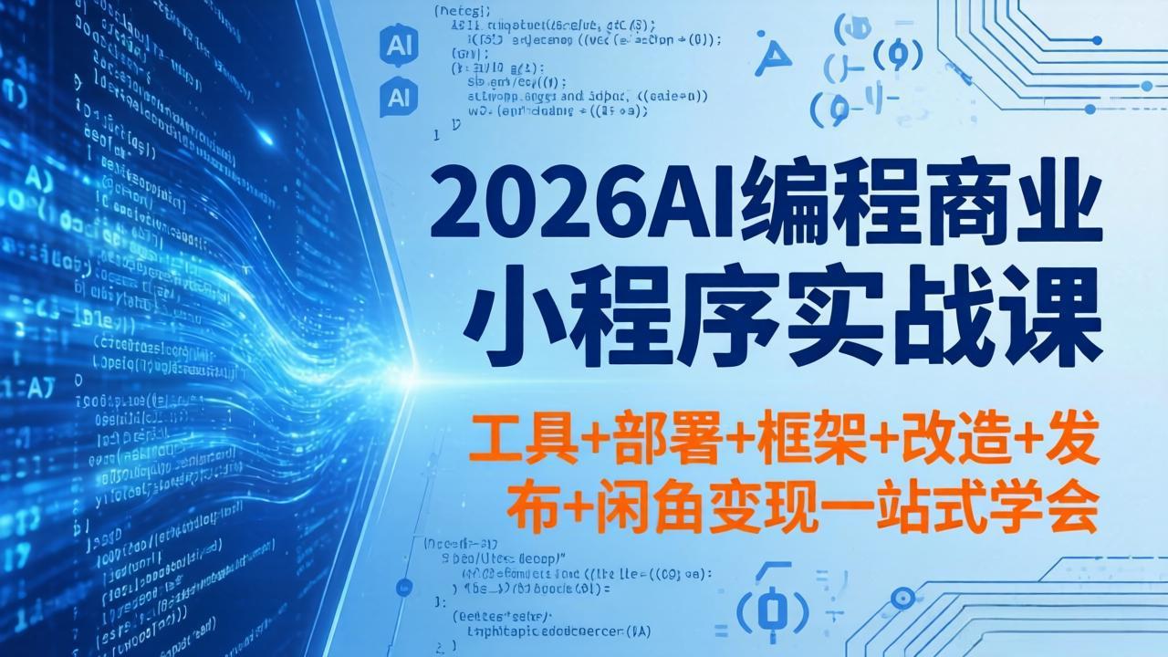 2026AI编程商业小程序实战课，工具+部署+框架+改造+发布+闲鱼变现一站式学会-52项目站