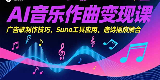 AI音乐作曲变现课，广告歌制作技巧，Suno工具应用，唐诗摇滚融合-52项目站