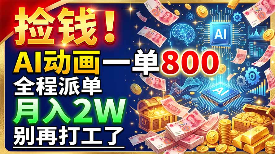 捡钱！AI动画一单800，全程派单，月入2W，别再打工了-52项目站