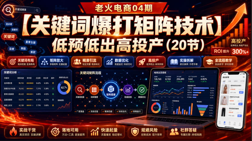 老火电商04期：【关键词爆打矩阵技术】低预低出高投产(20节)-52项目站